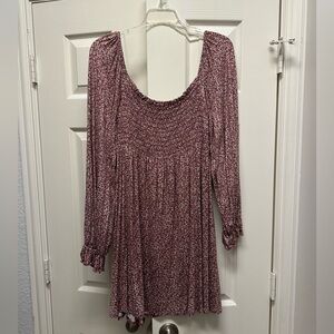 Pinkblush Plum Floral Smocked Peasant Sleeve Maternity Dress